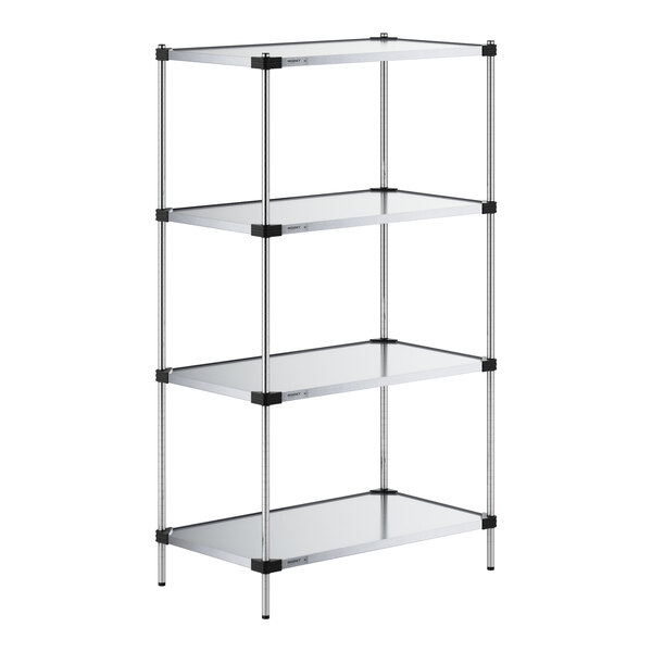 Regency 24" x 42" Solid Galvanized Steel 4-Shelf Kit with 74" Posts