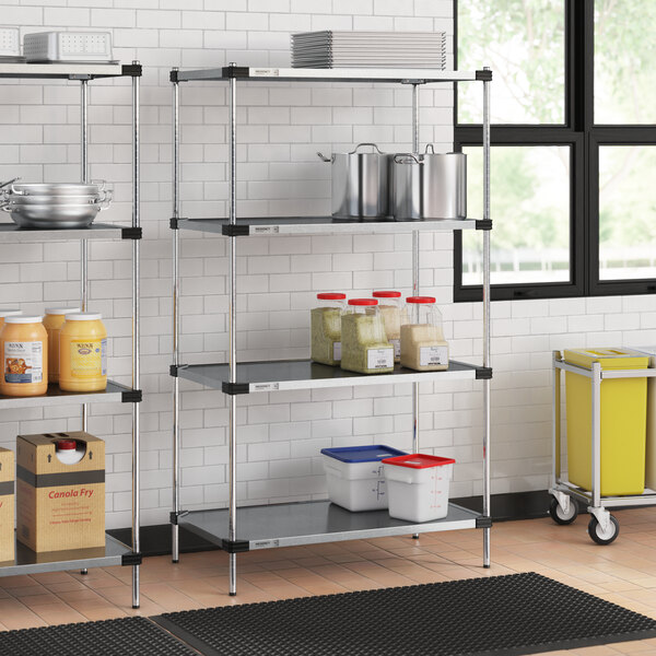 Regency 24" x 42" Solid Galvanized Steel 4-Shelf Kit with 74" Posts