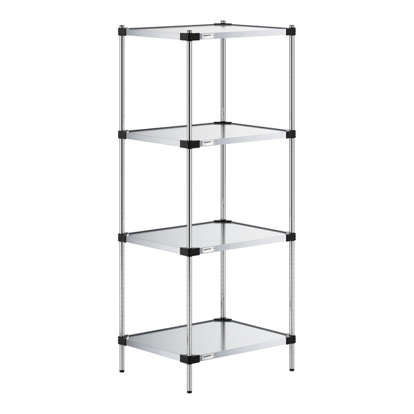 Regency 24" x 30" Solid Galvanized Steel 4-Shelf Kit with 74" Posts