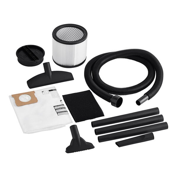 The Shop-Vac tool kit with accessories and a filter.