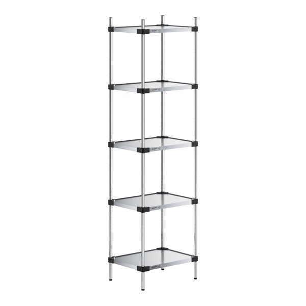 A Regency galvanized steel shelving unit with four shelves.