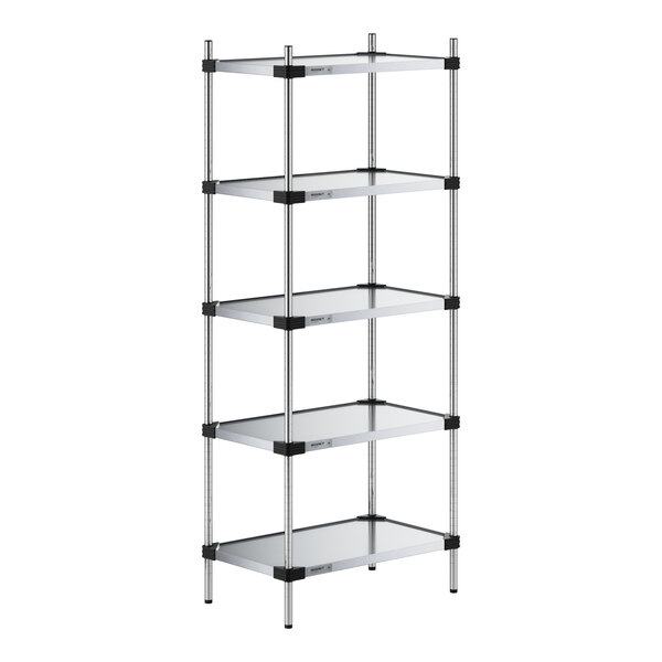 Regency 18" x 30" Solid Galvanized Steel 5-Shelf Kit with 74" Posts