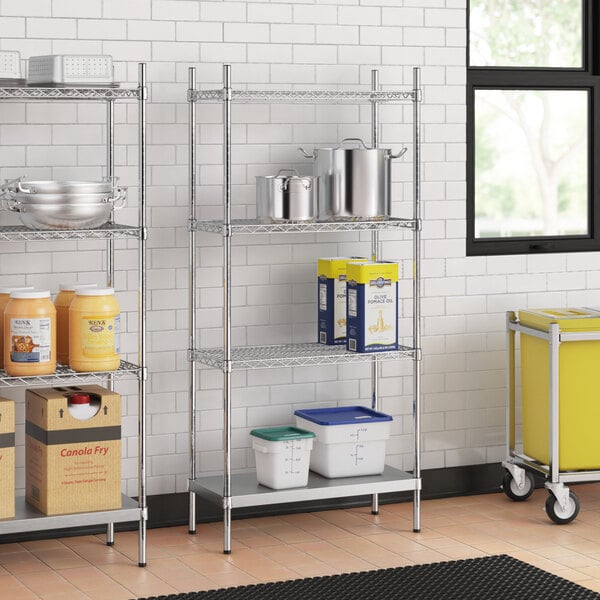 Stainless steel wire shelf kit with solid stainless steel bottom and 4 shelves.