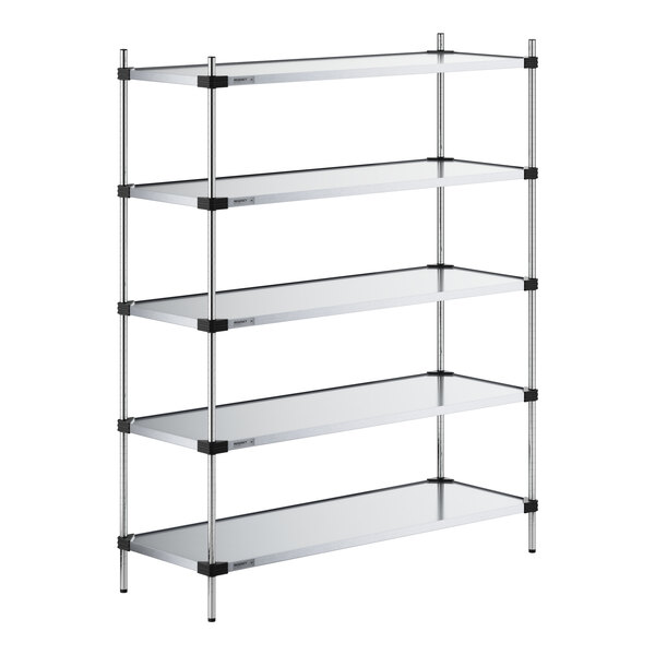 Regency 21" x 60" Solid Galvanized Steel 5-Shelf Kit with 74" Posts