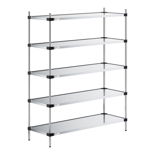 Regency 21" x 60" Solid Galvanized Steel 5-Shelf Kit with 74" Posts