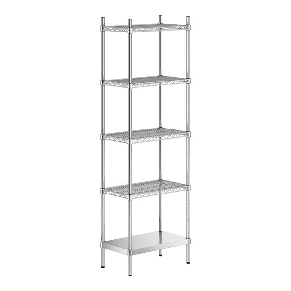 A stainless steel shelf kit with five shelves.
