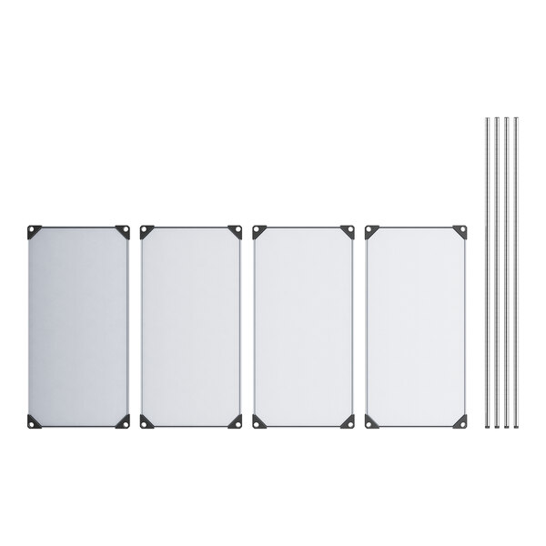 A white rectangular Regency wire shelving kit with black posts.