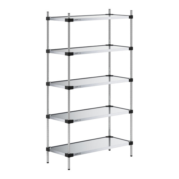 Regency 18" x 42" Solid Galvanized Steel 5-Shelf Kit with 74" Posts
