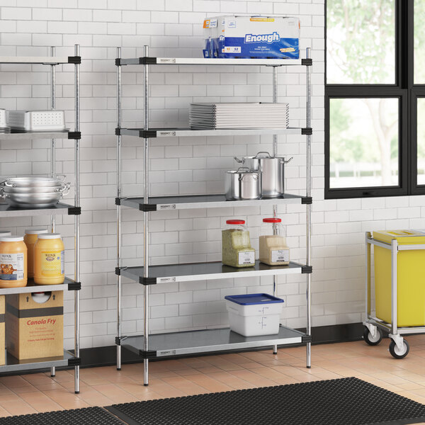 Regency 18" x 42" Solid Galvanized Steel 5-Shelf Kit with 74" Posts
