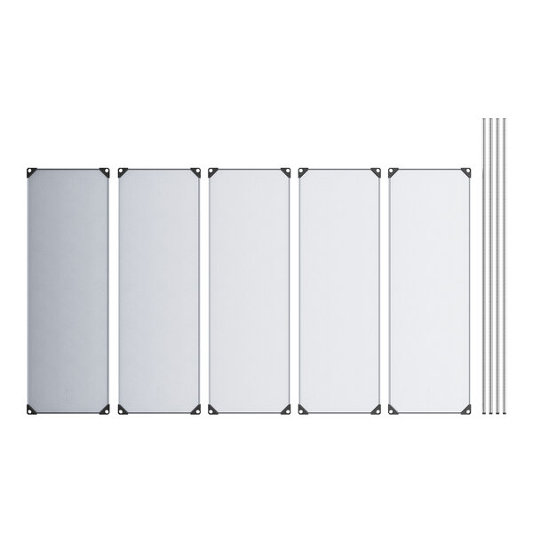 A white wall with rectangular white panels on it.