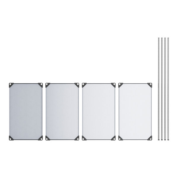 A white rectangular object with a white surface and black corners.