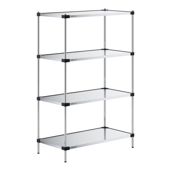 Regency 24" x 48" Solid Galvanized Steel 4-Shelf Kit with 74" Posts