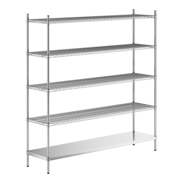 A stainless steel wire shelf kit with 5 shelves.