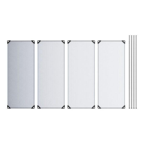 Regency galvanized steel wire shelving with four rectangular white shelves.