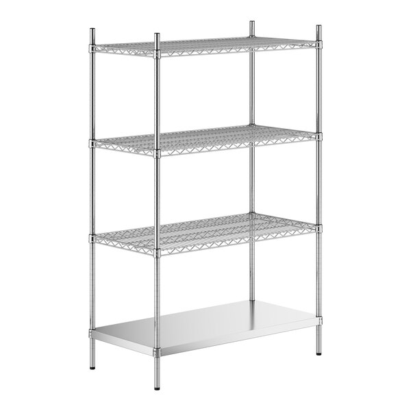 A stainless steel wire shelf kit with 4 shelves.