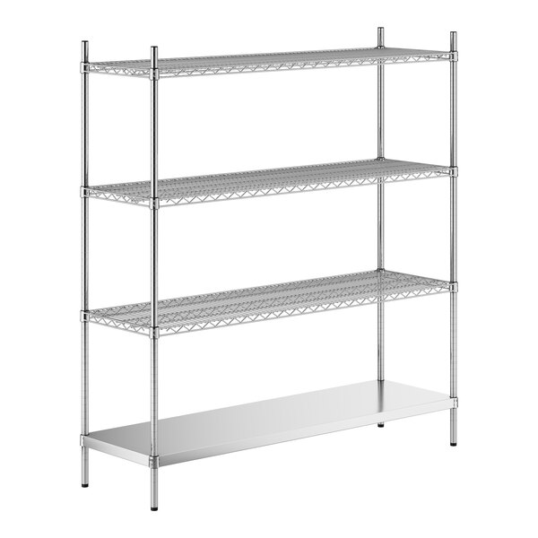 A stainless steel shelf kit with four shelves.