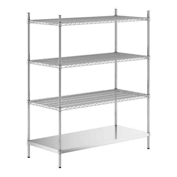 A stainless steel shelf kit with four shelves.