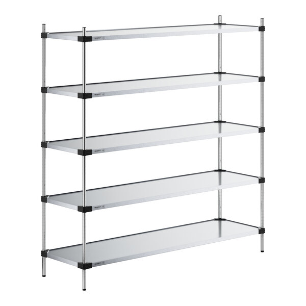Regency 21" x 72" Solid Galvanized Steel 5-Shelf Kit with 74" Posts