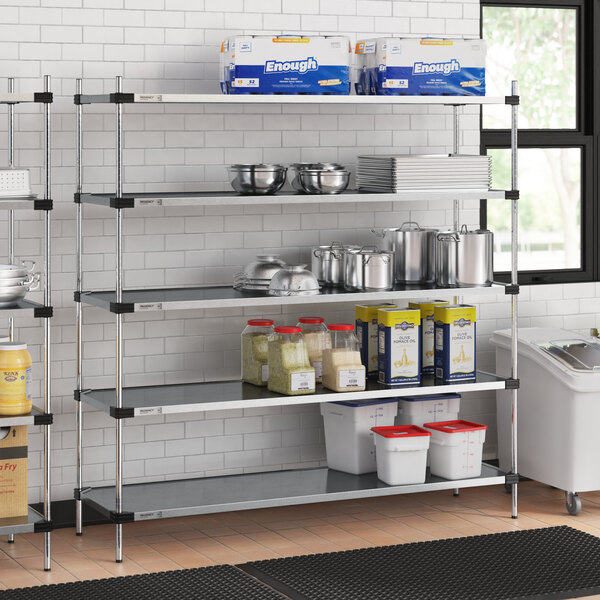 Regency 21" x 72" Solid Galvanized Steel 5-Shelf Kit with 74" Posts