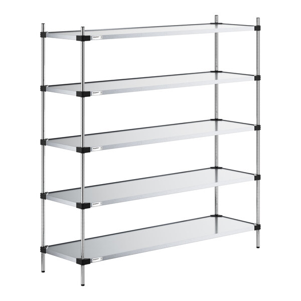 Regency 21" x 72" Solid Galvanized Steel 5-Shelf Kit with 74" Posts