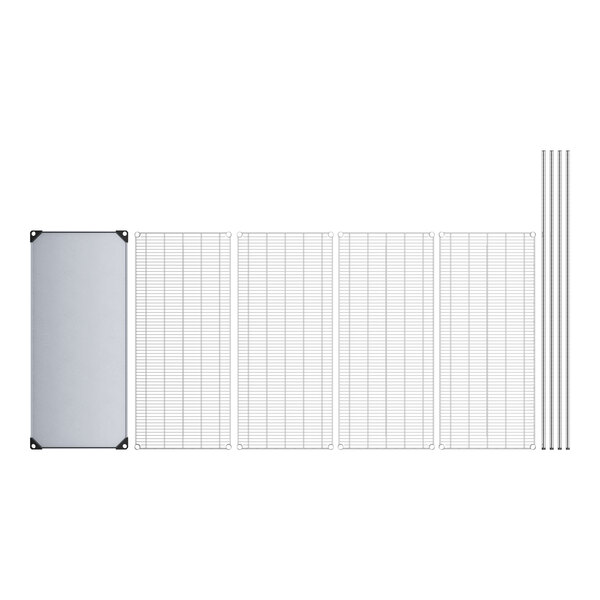 A white grid paper with black lines representing a Regency wire shelving unit.