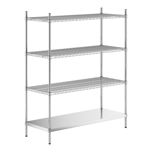 A stainless steel wire shelf kit with four shelves.