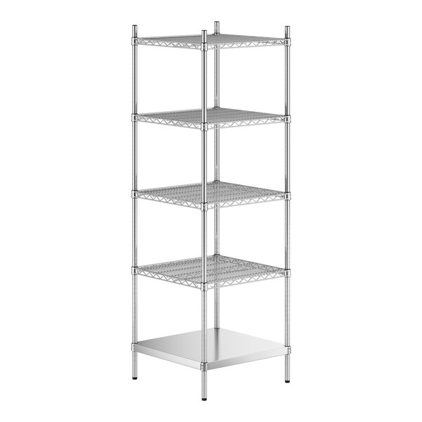 A stainless steel wire shelf kit with five shelves.