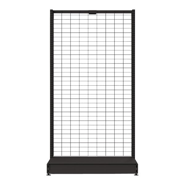 A black rectangular grid with white squares on a black metal frame.