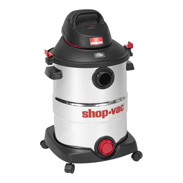 A Shop-Vac wet/dry vacuum cleaner on wheels.