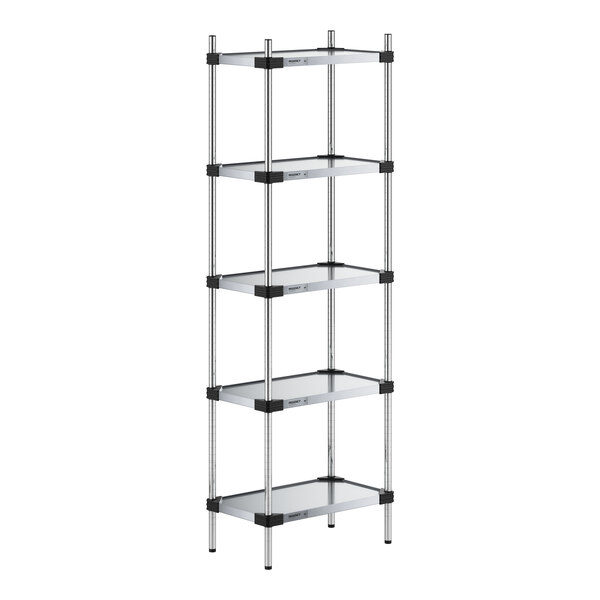 Regency 14" x 24" Solid Galvanized Steel 5-Shelf Kit with 74" Posts