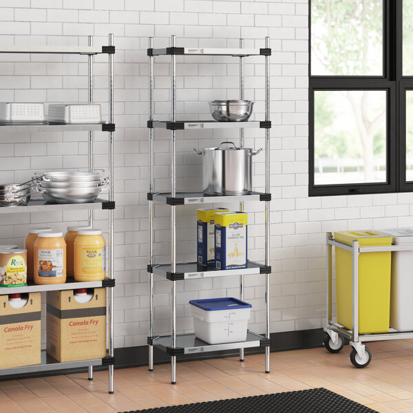 Regency 14" x 24" Solid Galvanized Steel 5-Shelf Kit with 74" Posts