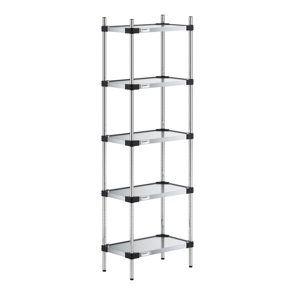 Regency 14" x 24" Solid Galvanized Steel 5-Shelf Kit with 74" Posts