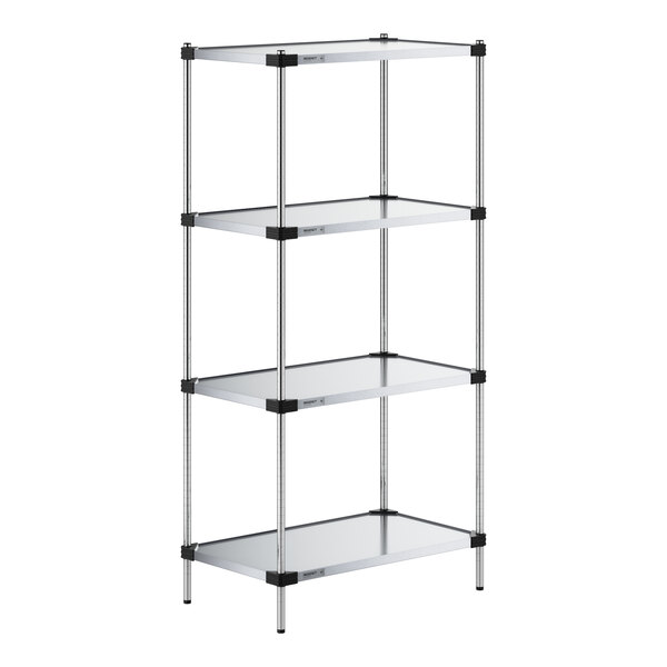 Regency 21" x 36" Solid Galvanized Steel 4-Shelf Kit with 74" Posts