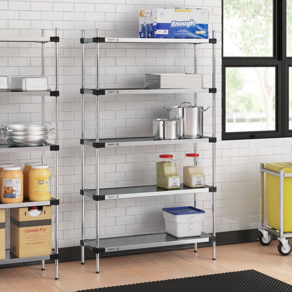 Regency 14" x 42" Solid Galvanized Steel 5-Shelf Kit with 74" Posts