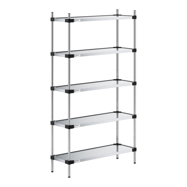 Regency 14" x 42" Solid Galvanized Steel 5-Shelf Kit with 74" Posts
