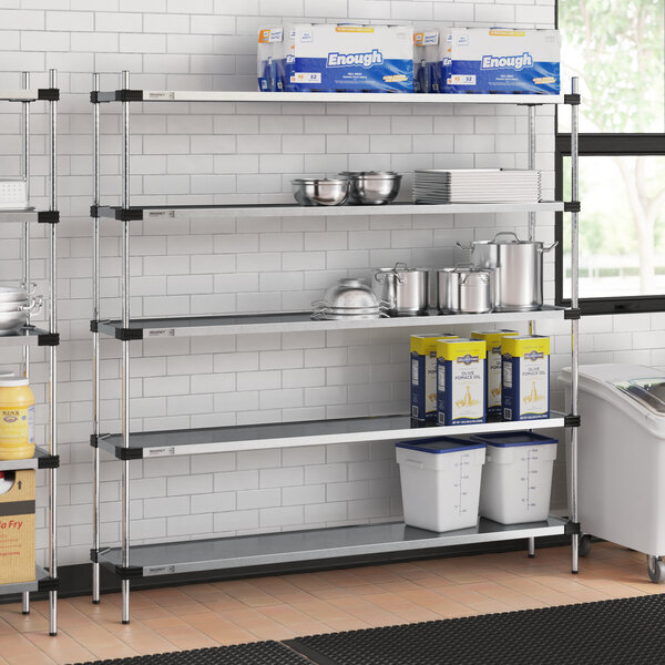 Regency 14" x 72" Solid Galvanized Steel 5-Shelf Kit with 74" Posts