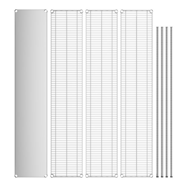 A white rectangular metal grid with metal bars.