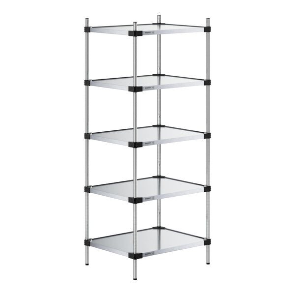 Regency 24" x 30" Solid Galvanized Steel 5-Shelf Kit with 74" Posts