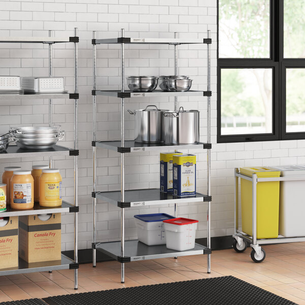 Regency 24" x 30" Solid Galvanized Steel 5-Shelf Kit with 74" Posts