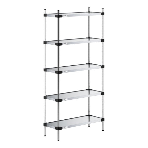 Regency 14" x 36" Solid Galvanized Steel 5-Shelf Kit with 74" Posts