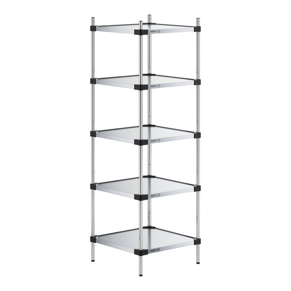 Regency 24" x 24" Solid Galvanized Steel 5-Shelf Kit with 74" Posts
