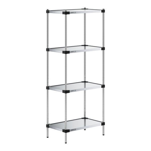 Regency 18" x 30" Solid Galvanized Steel 4-Shelf Kit with 74" Posts