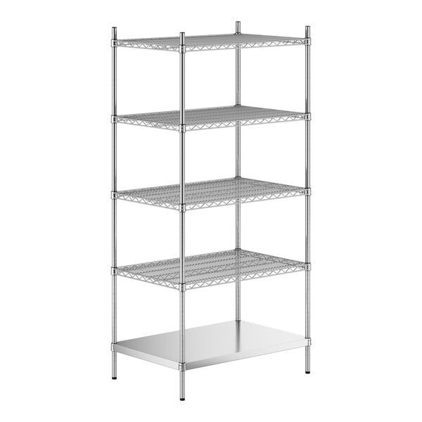 A stainless steel wire shelf kit with 5 shelves.