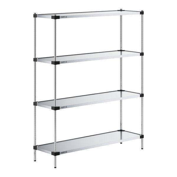 Regency 18" x 60" Solid Galvanized Steel 4-Shelf Kit with 74" Posts