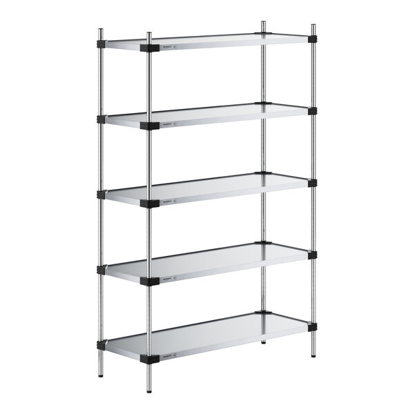 Regency 18" x 48" Solid Galvanized Steel 5-Shelf Kit with 74" Posts