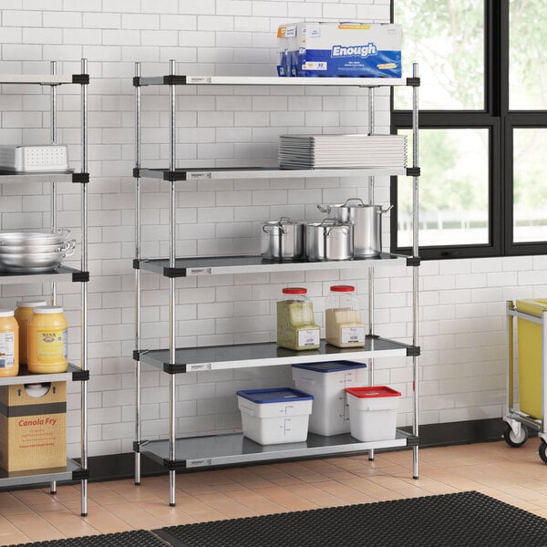 Regency 18" x 48" Solid Galvanized Steel 5-Shelf Kit with 74" Posts
