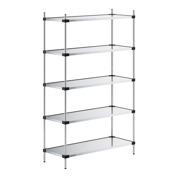 A Regency galvanized metal shelving unit with four shelves.