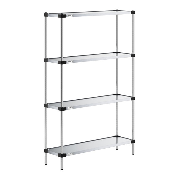 Regency 14" x 48" Solid Galvanized Steel 4-Shelf Kit with 74" Posts