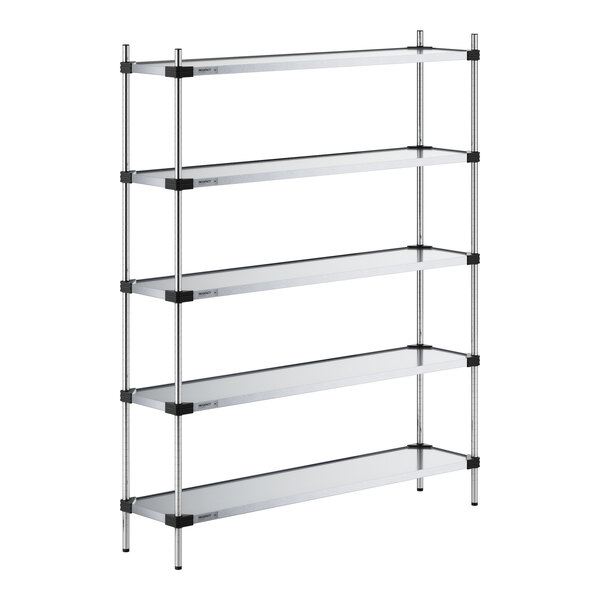 Regency 14" x 60" Solid Galvanized Steel 5-Shelf Kit with 74" Posts