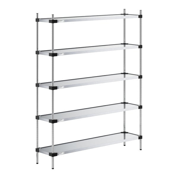 Regency 14" x 60" Solid Galvanized Steel 5-Shelf Kit with 74" Posts